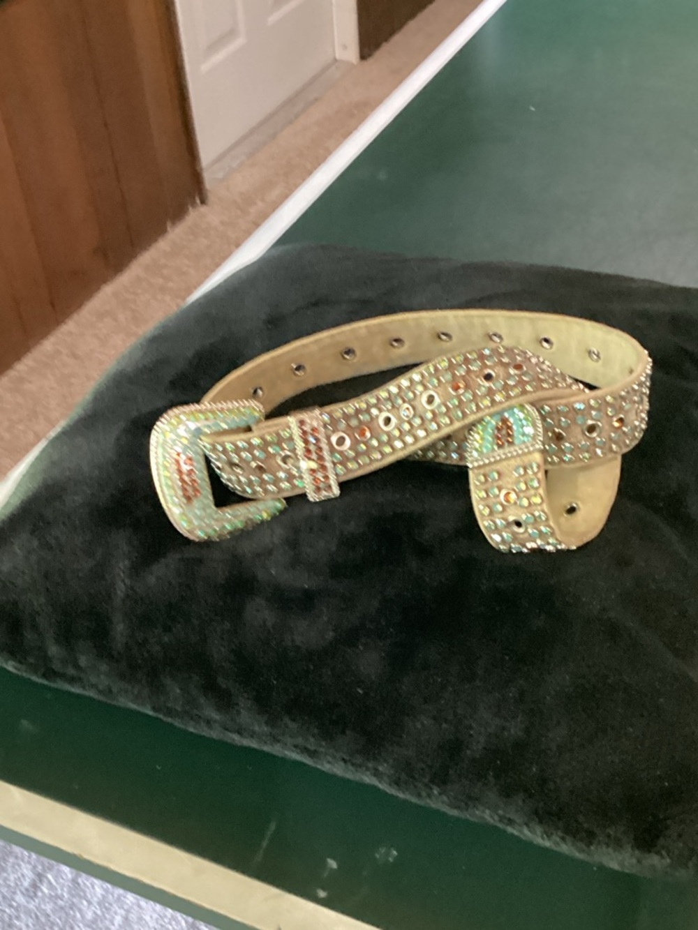 Embellished Beige Crystal-Studded Women’s Belt